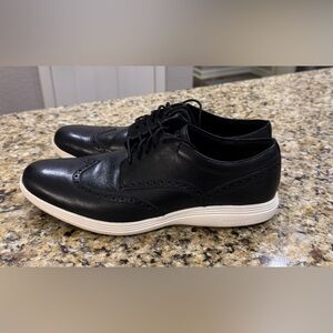 Cole Haan Men's Grand C29413 Real Leather Black Wingtip Oxfords Sz 12 WORN ONCE